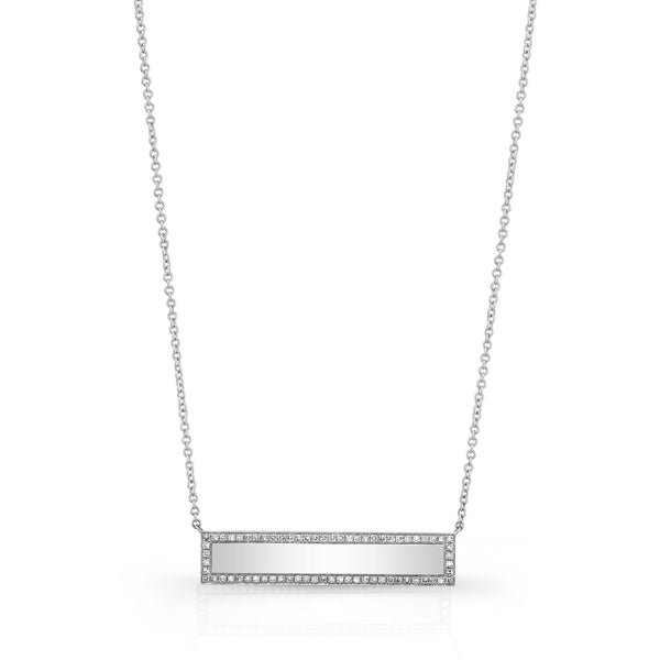 14K Rose Gold Diamond Engravable Bar Necklace-Necklaces-Maurice's Jewelers-