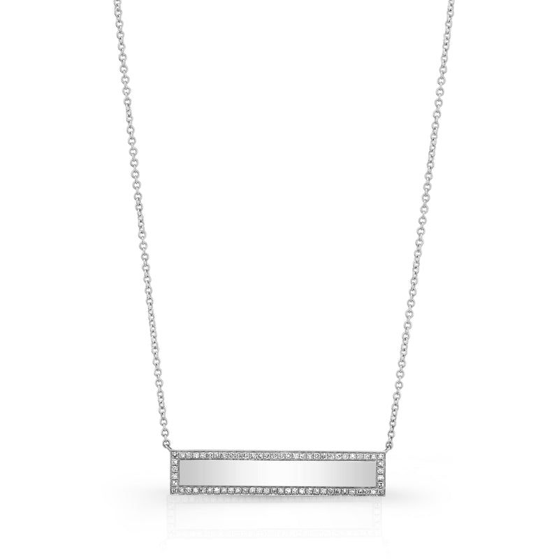 14K Rose Gold Diamond Engravable Bar Necklace-Necklaces-Maurice's Jewelers-