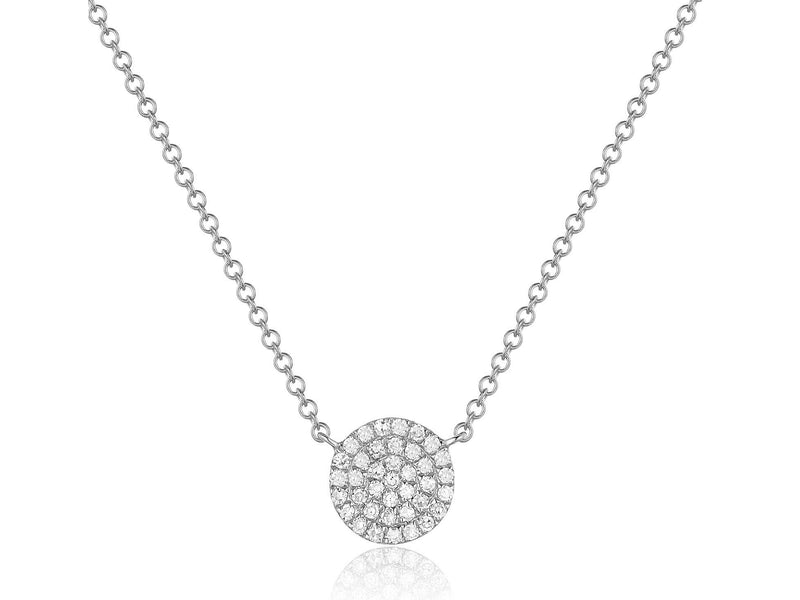 14K White Gold Diamond Circle Disk Necklace-Necklaces-majolie-