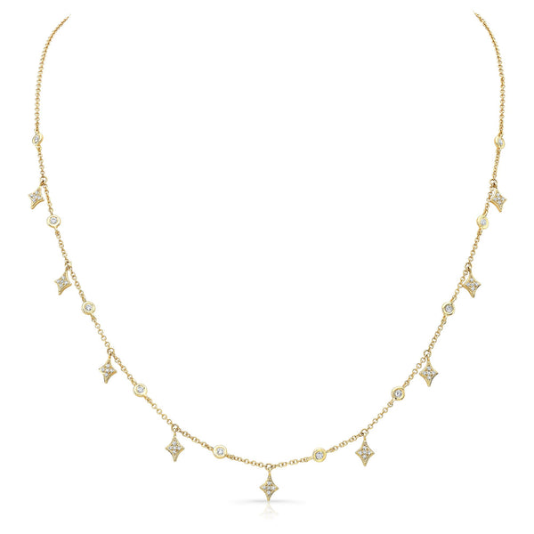 14K White Gold Diamond By The Yard & Spike Necklace-Necklaces-majolie-