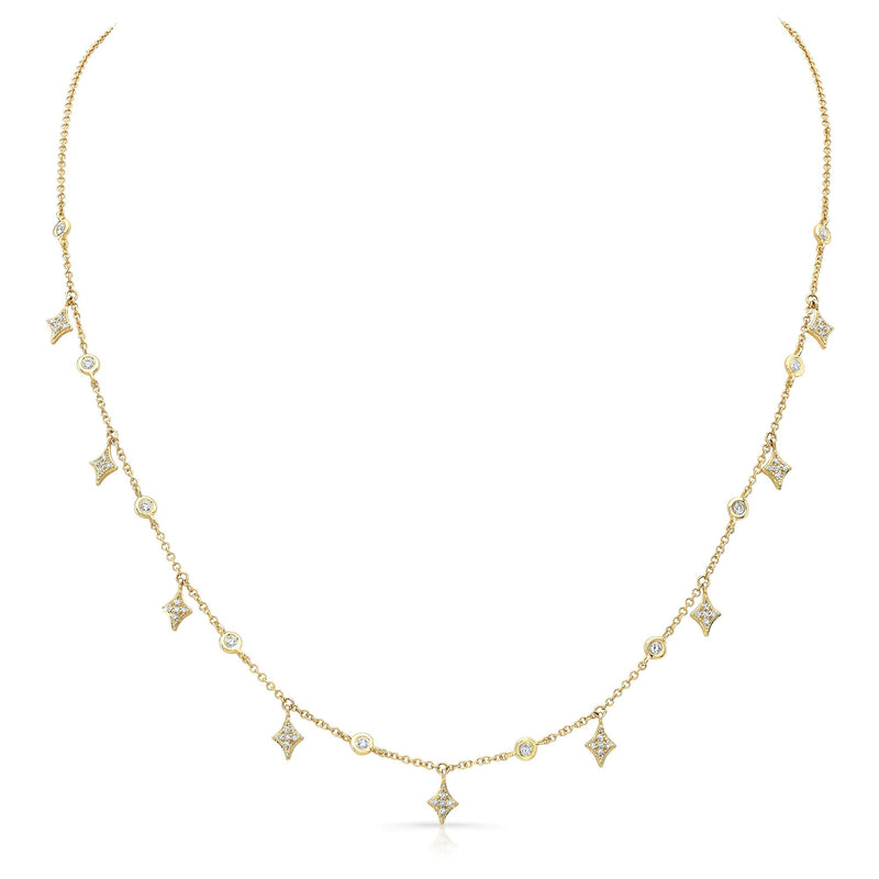 14K White Gold Diamond By The Yard & Spike Necklace-Necklaces-majolie-