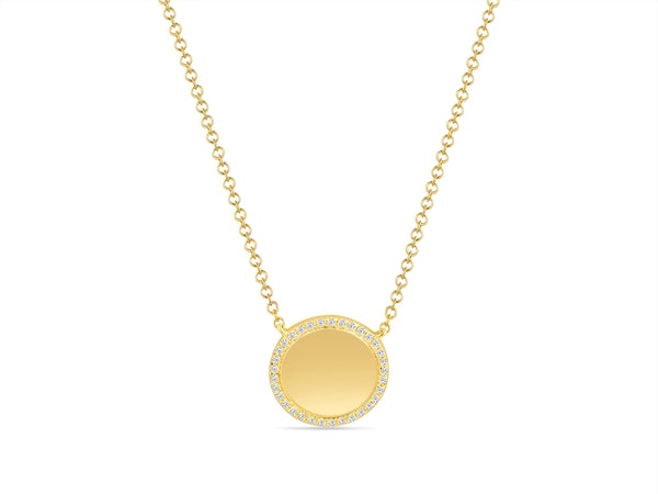 14K Yellow Gold Diamond Disc Necklace-Necklaces-majolie-