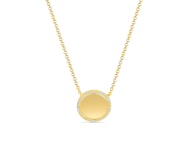 14K Yellow Gold Diamond Disc Necklace