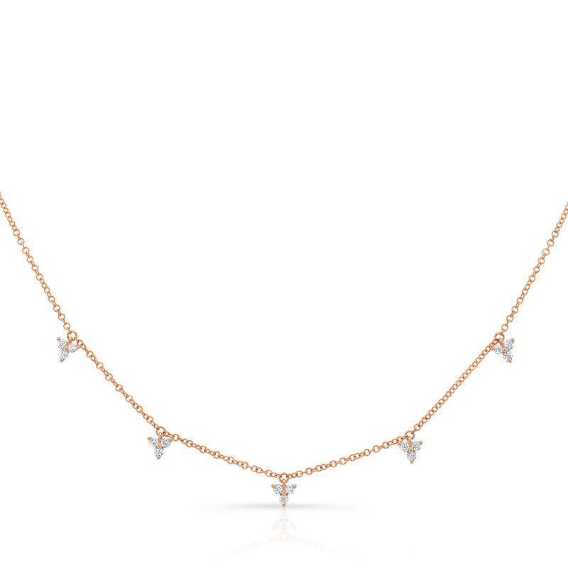 14K White Gold Diamond Trio Drop Dangle Necklace-Necklaces-MAJOLIE-ROSE GOLD-