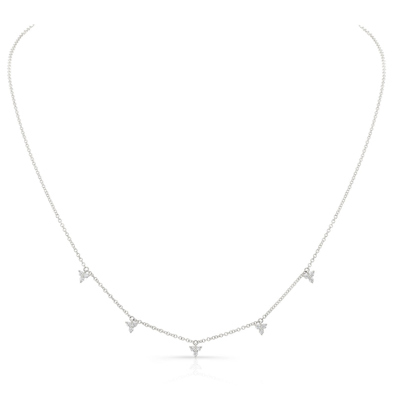 14K White Gold Diamond Trio Drop Dangle Necklace-Necklaces-MAJOLIE-WHITE GOLD-