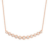 14K Rose Gold Diamond Halo Curved Bar Necklace