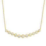 14K Rose Gold Diamond Halo Curved Bar Necklace