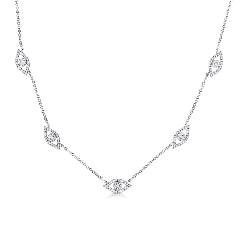 14K White Gold Diamond Evil Eye Necklace-Necklaces-Maurice's Jewelers-