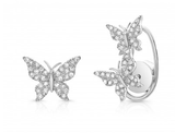 14K White Gold Diamond Butterfly Earrings-Earrings-majolie-White Gold-