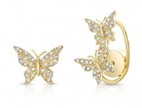 14K White Gold Diamond Butterfly Earrings-Earrings-majolie-Yellow Gold-