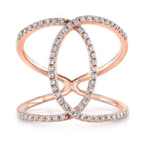 14K Rose Gold Diamond Intertwined Circle Ring-Rings-Maurice's Jewelers-ROSE GOLD-