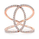 14K Rose Gold Diamond Intertwined Circle Ring