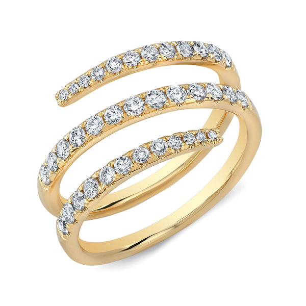 14K White Gold Diamond Triple Wrap Ring-Rings-majolie-YELLOW GOLD-