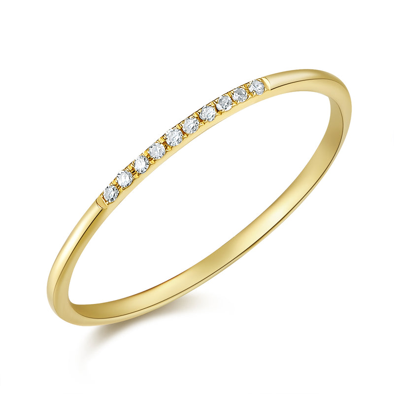 14K Yellow Gold Diamond Top Band-Rings-majolie-YELLOW GOLD-