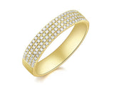 14K Yellow Gold Diamond 4 Row Pave Ring