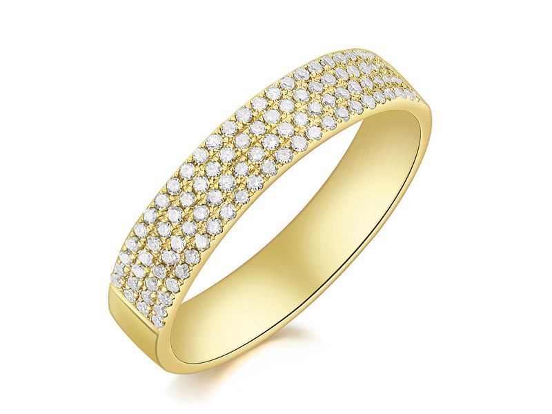 14K White Gold Diamond 4 Row Pave Ring