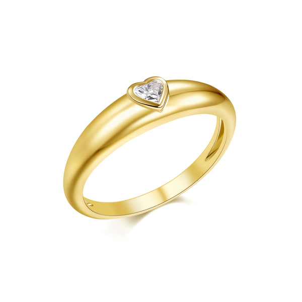 14K Yellow Gold Heart Diamond Graduated Ring