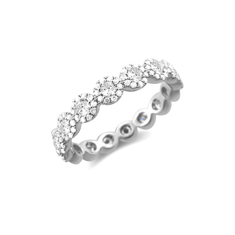 14K White Gold Diamond Halo Eternity Ring