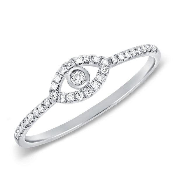 14K White Gold Diamond Evil Eye Ring (Small)-Rings-Maurice's Jewelers-