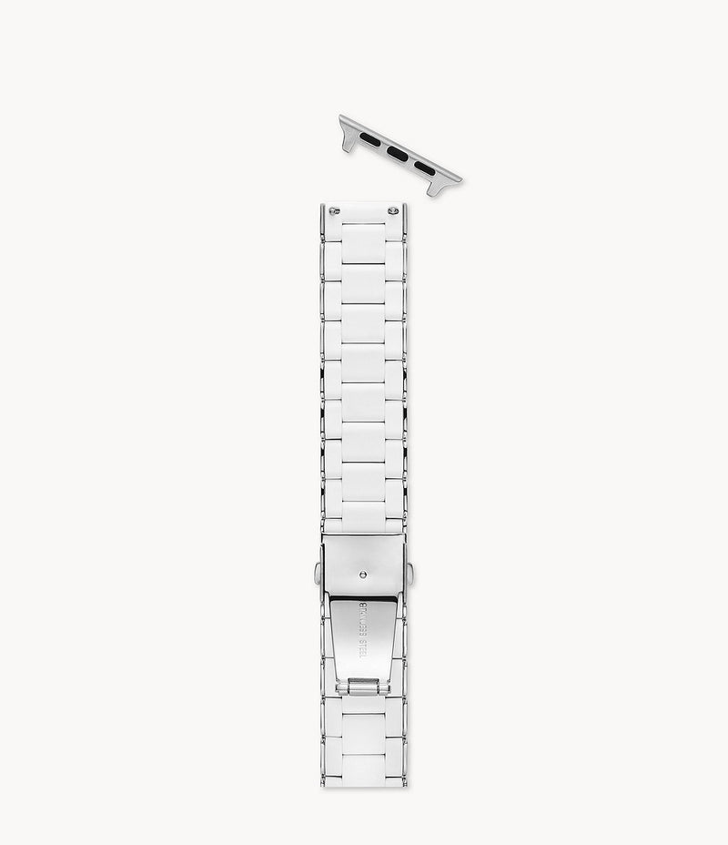 Michele White and Stainless Silicone-Wrapped Bracelet Band for Apple Watch®-Watches-Michele-