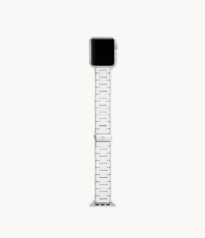 Michele White and Stainless Silicone-Wrapped Bracelet Band for Apple Watch®-Watches-Michele-
