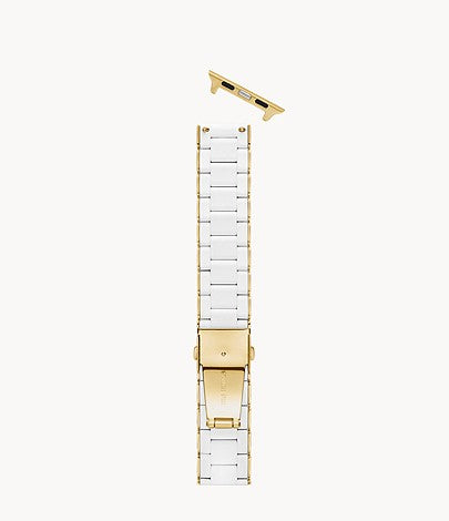 Michele White and Gold Tone Silicone Wrapped Bracelet Band For Apple Watch®