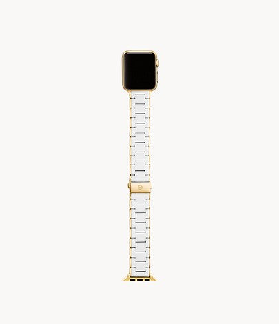 Michele White and Gold Tone Silicone Wrapped Bracelet Band For Apple Watch®-Watches-Michele-