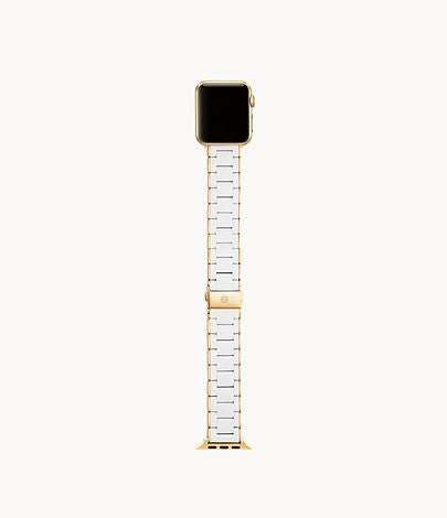 Michele White and Gold Tone Silicone Wrapped Bracelet Band For Apple Watch®