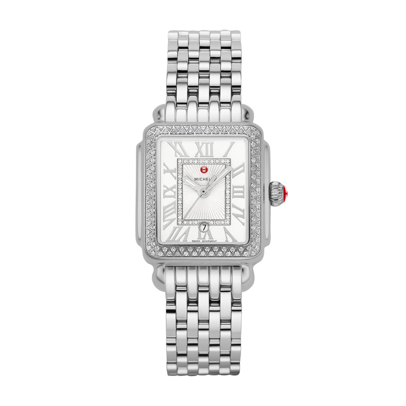 Michele Deco Madison Mid Stainless Diamond Watch-Watches-michele-