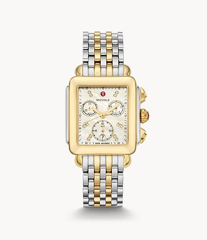 Michele Deco Two-Tone 18K Gold Diamond Dial Watch