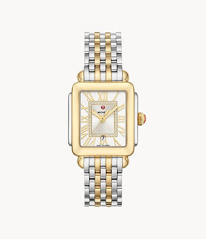 Michele Deco Madison Mid Two-Tone 18K Gold Diamond Dial Watch