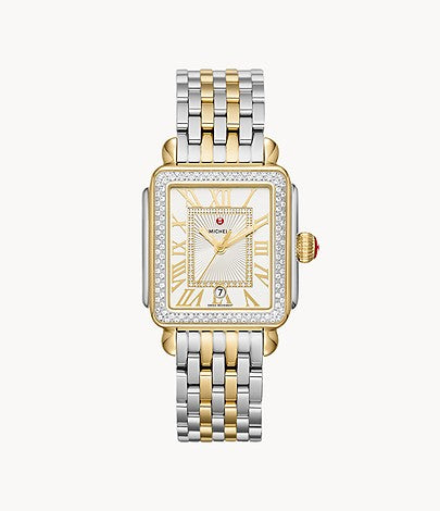 Michele Deco Madison Diamond Two-Tone 18K Gold Diamond Dial Watch