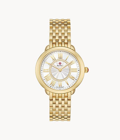 Michele Serein Mid 18k Gold-Plated Diamond Dial Watch