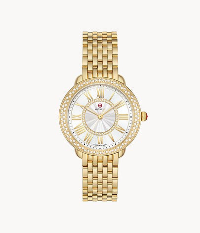 Michele Serein Mid 18k Gold-Plated Diamond Watch-Watches-Michele-