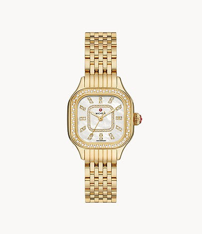 Michele Meggie Gold Diamond Stainless Steel Watch