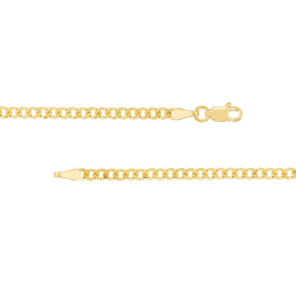 14K Yellow Gold Curb Diamond Cut Bracelet