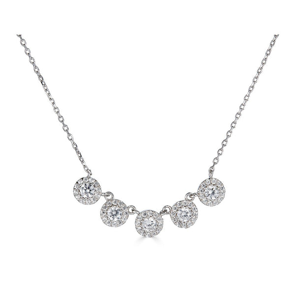 14K .55Ct Diamond 5 Halo Necklace