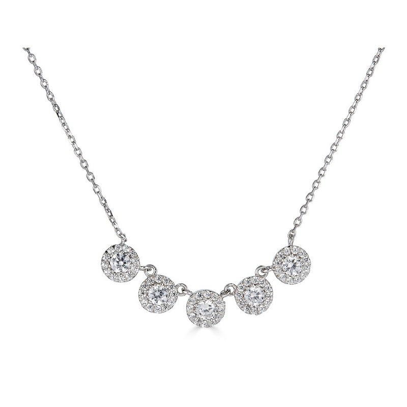 14K .55Ct Diamond 5 Halo Necklace-Necklaces-Maurice's Jewelers-White Gold-