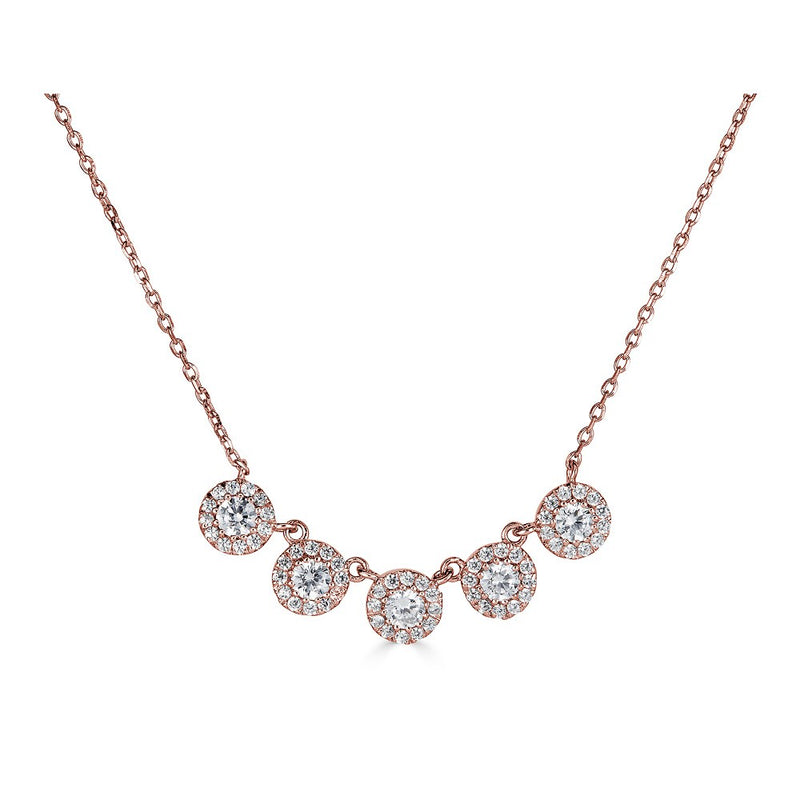 14K .55Ct Diamond 5 Halo Necklace-Necklaces-Maurice's Jewelers-Rose Gold-