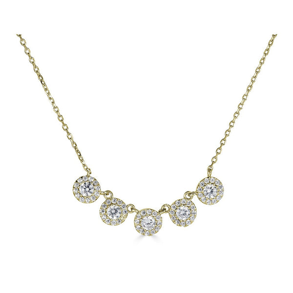 14K .55Ct Diamond 5 Halo Necklace