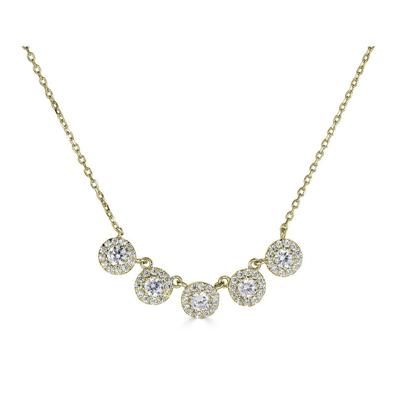 14K .55Ct Diamond 5 Halo Necklace-Necklaces-Maurice's Jewelers-Yellow Gold-