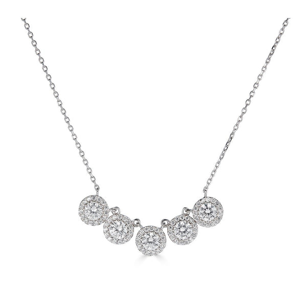 14K 1.25Ct Diamond 5 Halo Necklace-Necklaces-Maurice's Jewelers-White Gold-