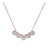 14K 1.25Ct Diamond 5 Halo Necklace-Necklaces-Maurice's Jewelers-Rose Gold-