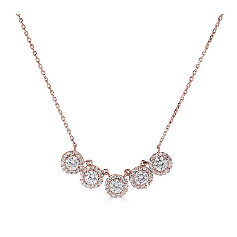 14K 1.25Ct Diamond 5 Halo Necklace-Necklaces-Maurice's Jewelers-Rose Gold-