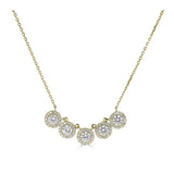 14K 1.25Ct Diamond 5 Halo Necklace-Necklaces-Maurice's Jewelers-Yellow Gold-