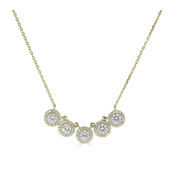 14K 1.25Ct Diamond 5 Halo Necklace-Necklaces-Maurice's Jewelers-Yellow Gold-