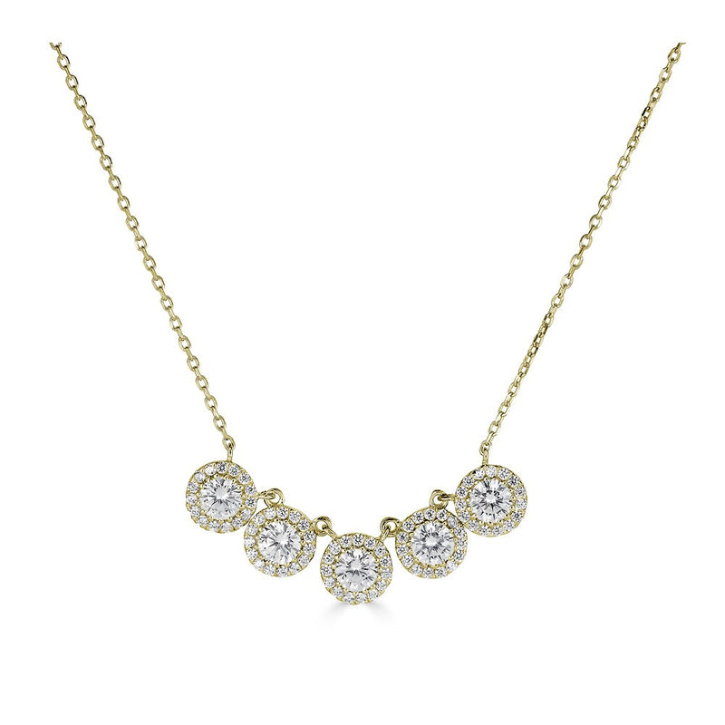 14K 1.25Ct Diamond 5 Halo Necklace-Necklaces-Maurice's Jewelers-Yellow Gold-
