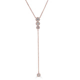 14K Diamond Halo Lariat Necklace-Necklaces-Maurice's Jewelers-Rose Gold-