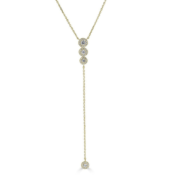 14K Diamond Halo Lariat Necklace-Necklaces-Maurice's Jewelers-Yellow Gold-