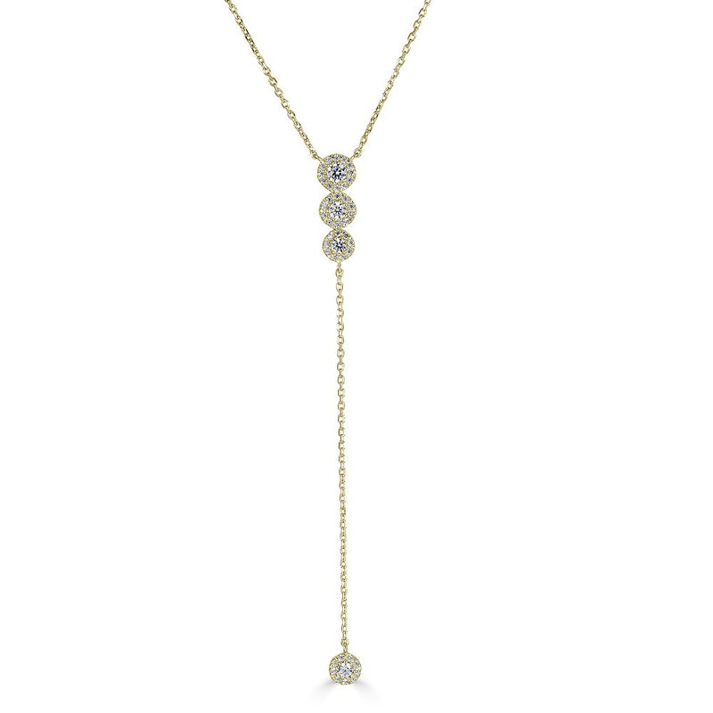 14K Diamond Halo Lariat Necklace-Necklaces-Maurice's Jewelers-Yellow Gold-